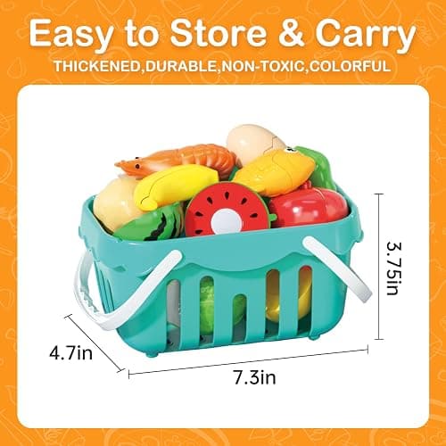 130Pcs Kitchen Playset, Toddler Pretend Cooking Play Pots, Pans, Utensils Cookware, Daily Food Fruit Veges, Shopping Storage Basket, Dessert, Prop Money, Learning Gift for Child (Blue) thumbnail 3