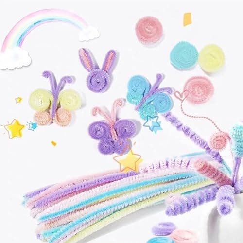 100 PCS Chenille Stems for Crafts, Craft Pipe Cleaners s, Thick Pipe Cleaners, Arts Crafts for DIY, Festive Days Decoratio, Craft Projects Creative (Macaron-Color) thumbnail 3