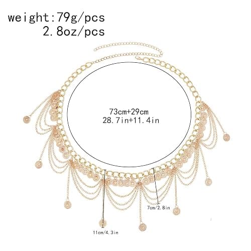 Gangel Gold Waist Chain Layered Coins Belly Chains Adjustable Chain Belts Party Dance Waist Accessories for Women thumbnail 7