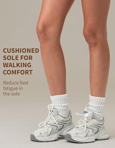 CLOSEMATE Womens Scrunch Crew Socks, Retro Slouch Mid Calf Socks, 3 Pairs | Breathable Cotton & Cushioned Terry Sole, Elastic Cuff for Adjustable Scrunch Styling with Sneakers & Boots thumbnail 3
