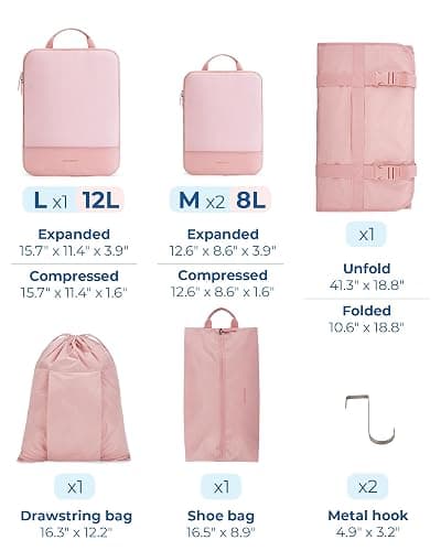 BAGSMART Hanging Compression Packing Cubes for Closet Organizers And Storage, 6 Set Suitcase Organizer Bags Set, Cruise Travel Essentials for Women | Hanging, Compression, Packing Cubes, for Women thumbnail 3