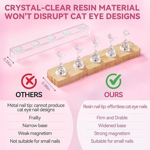 ESUOHYM Nail Stand for Press On Nails Art Display Practice 2 Sets, 1 Heart Shaped Acrylic Magnetic Nail Stands, Fake Nail Holder Tips With 200 PCS Double-Sided Tape, Nail Kit Home DIY Salon Supplies thumbnail 6