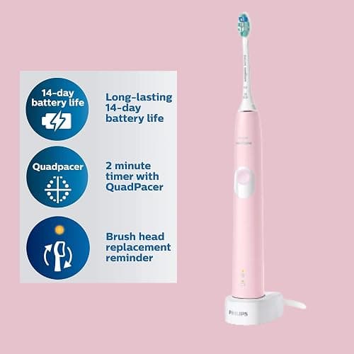 Philips Sonicare ProtectiveClean 4100 Electric Rechargeable Toothbrush, Plaque Control, Pastel Pink, Phi0304, 1.0 Count thumbnail 4