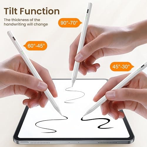 Stylus Pen for iPad(2018-2025)-13 Mins Fast Charge with Tilt Sensitivity & Palm Rejection for iPad 11/10/9/8/7/6th Gen, Air 7/6/5/4/3/M3/M2, Pro 13"/12.9"/11"/M4, Mini 7/6/5th, White thumbnail 7