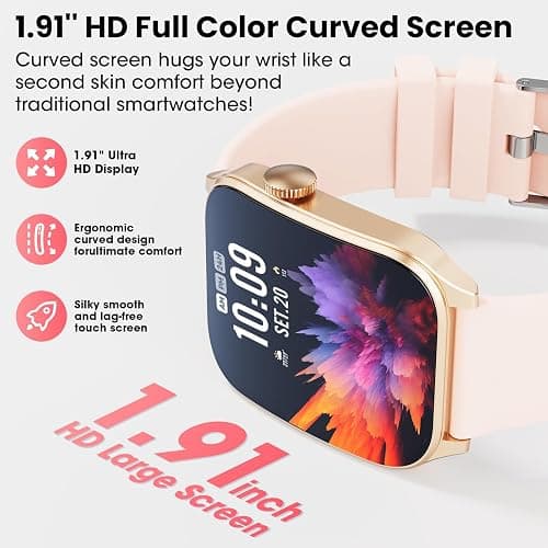 Smart Watches for Men Women, 1.91" HD Curve Screen Smartwatch (Answer/Make Call), Fitness Tracker with Heart Rate/Sleep Monitor, Pedometer, 100+ Sport Modes, Smart Watch for Android iPhone (Pink) thumbnail 2