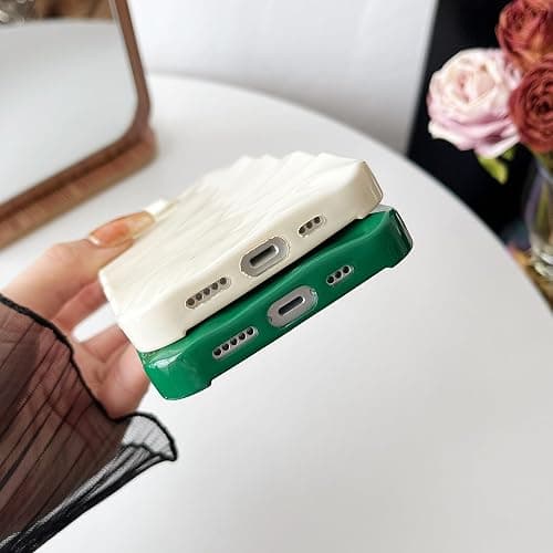 Caseative for iPhone 15 Case,Water Ripple Pattern Curly Wave Shape Soft Phone Case (White) - White thumbnail 6