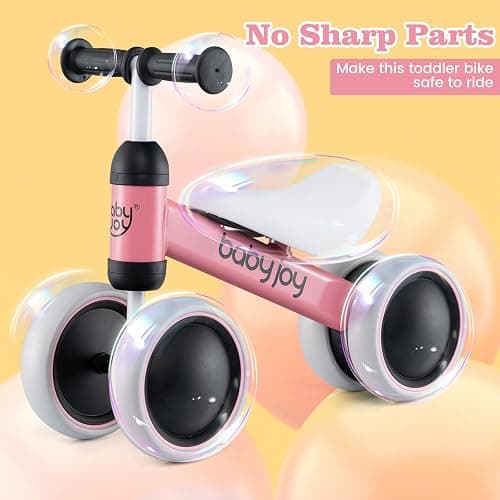 BABY JOY Balance Bike, No Pedal 4 Wheels Toddler Bike with Soft Seat as First Ride-on Toy Birthday Gift, Baby Balance Bike for 2 Years Old Boys Girls (Pink) thumbnail 7