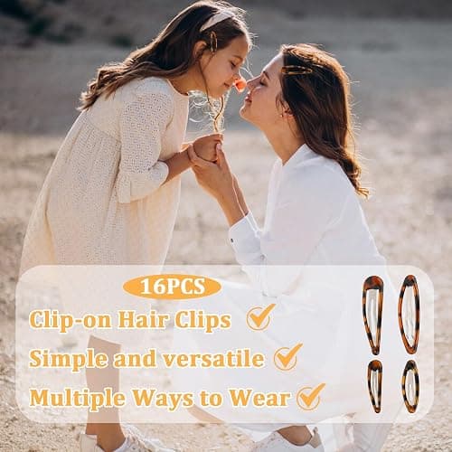 Giantree 16 Pcs Snap Hair Clips, 4 Size Classic Tortoise Metal Hair Clips for Women No Slip Hair Barrettes for Women Girls Various Fine and Thick Hair DIY Hairstyling Accessories thumbnail 3