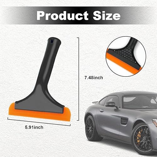 Ziciner Small Silicone Window Squeegee, Car Windshield Water Blade Squeegee, Multifunctional Auto Squeegee with 5.9 Inch Blade and Non-Slip Handle for Car Window, Mirror, Home Cleaning (Black) thumbnail 2