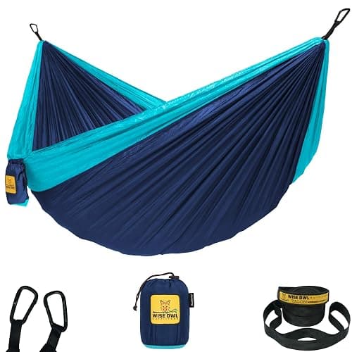 Wise Owl Outfitters Camping Hammock – 500lbs Portable Hammock with Tree Straps - Travel, Backpacking, Hiking, Outdoors Camping Gear - Single or Double - Image 1