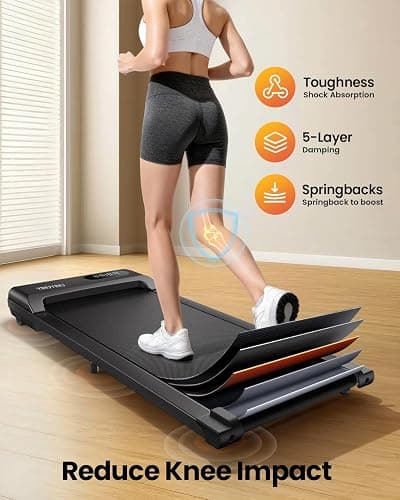 YIMUYIMU Walking Pad Treadmill, 6km/h Under Desk Treadmill for Home, 2.5HP Quiet Portable Electric Running Pad, Office Mini Walking Machine, 300LBS Capacity, Remote & LED Display, No Assembly thumbnail 2