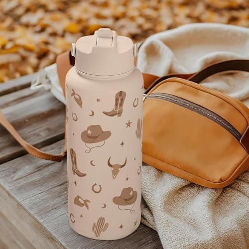Western Cowgirl Water Bottle 32oz Stainless Steel with Lid, Insulated Bottles for Women Girls, Gift Idea for Birthday Christmas thumbnail 7