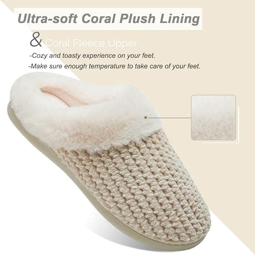 WateLves Women's Slippers Comfort Memory Foam House Slippers Plush Lining Bedroom Shoes for Indoor & Outdoor thumbnail 6
