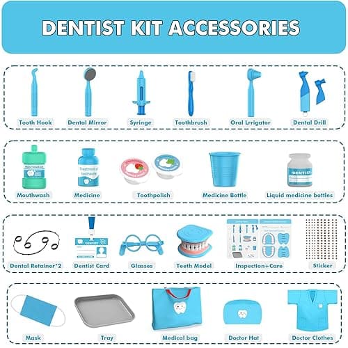 Dentist Play Set for Toddlers 3-5 - Doctor Kit Toy Gifts for 3 4 Year Old Girls, Pretend Play Montessori Toys Teeth and Dental Playset Medical Kits for Boys Kids 2-4 5 6 7 8 thumbnail 5