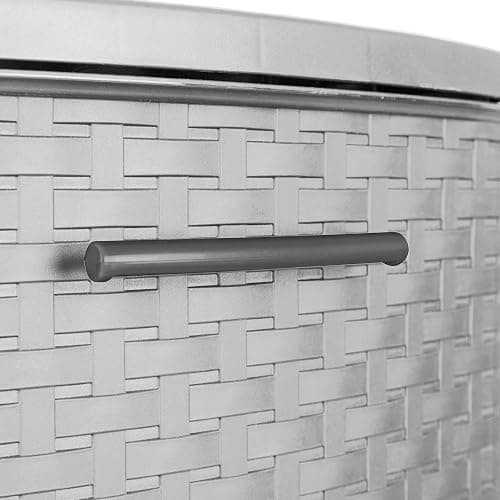 3-Drawer Wide Weave Tower, Plastic Storage Box with Pull Handles, Decorative Cabinet for Bedroom, Bathroom & Office, Gray thumbnail 4