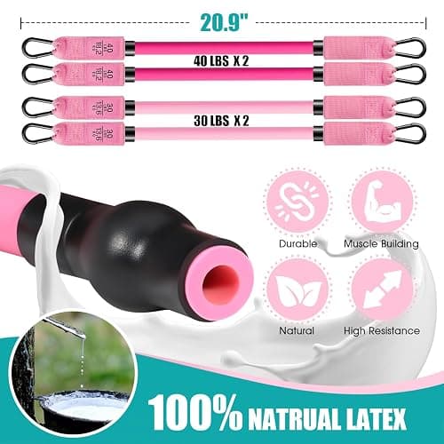 Ayombo Pilates Bar Kit with Resistance Bands, Pilates Workout Equipment for Legs, Hip, Waist, Arm, Squats Exercise Equipment for Home Workouts, Adjustable 3-Section Pilates Bar Kit for Women & Men thumbnail 3