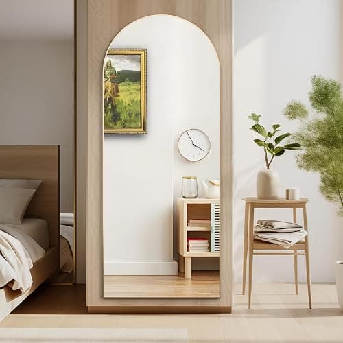 CASSILANDO Ganzkörperspiegel, 165X60cm Gewölbter Spiegel, Bodenspiegel mit Ständer, hängend oder lehnend an die Wand, stehender Spiegel für Schlafzimmer Garderobe (Gold) thumbnail 6