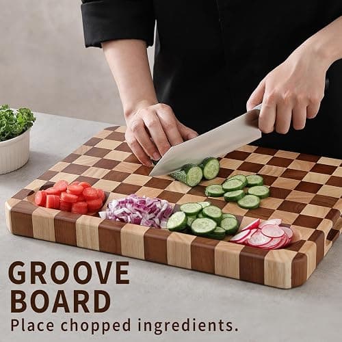 Acacia Wood Cutting Boards for Kitchen-Large Wooden Cutting Boards for Chopping Meat, Cheese, Fruits, and Vegetables thumbnail 5