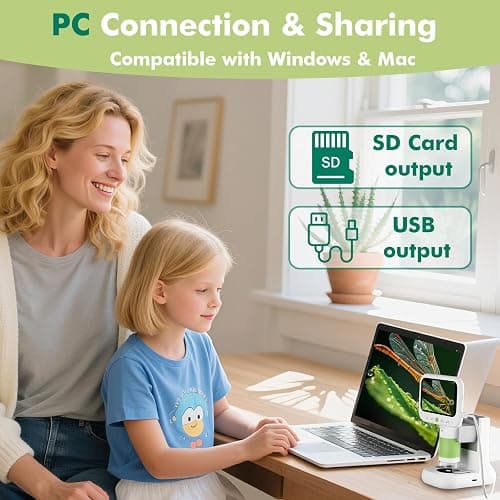 OUTACT Digital Microscope for Kids,4.3" HD Screen Portable Microscope with 8 LED Lights,Educational STEM Science Toys with 8G SD Card for Photo/Video,Birthday Gifts for Boys Girls thumbnail 8