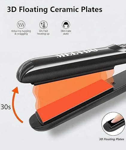 MELYDO Mini Flat Iron, Ceramic Tourmaline Small Hair Straightener for Short Hair/Bangs, Dual Voltage Travel Hair Straightener, Portable Mini Straightener with Storage Pouch(Black) thumbnail 3