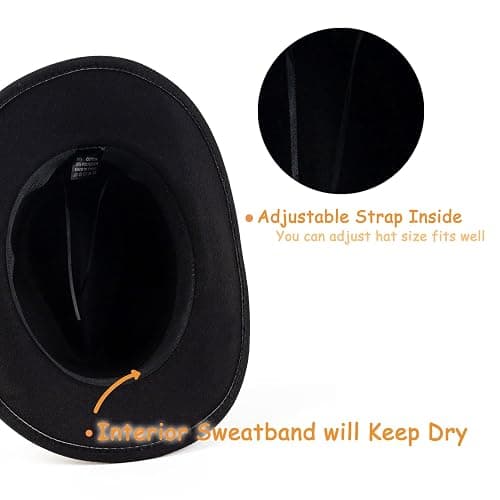 EOGIMI Glitter Rhinestones Cowboy Hats for Women Wide Brim Felt Western Cowgirl Hat with Bling Diamond Band thumbnail 3