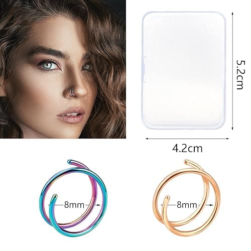 ONESING 20G Double Nose Ring Hoop for Single Piercing - 2-36 Pcs Jewelry for Women thumbnail 4