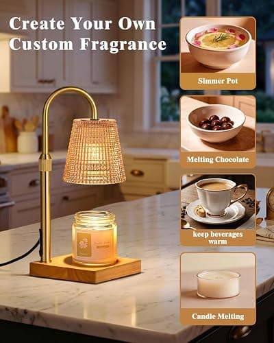 Amber Candle Warmer Lamp with Timer, House Warming Gifts New Home Decor | Dimmable & Adjustable Height, Electric Wax Warmer for Scented Wax Jar Candles,Birthday Gifts for Women Mom Sister thumbnail 6