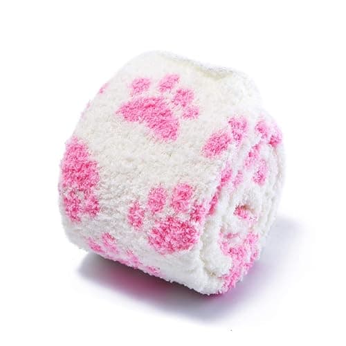 Littleforbig Cute Coral Fleece Thigh High Long Paws Pattern Socks 2 Pairs thumbnail 6