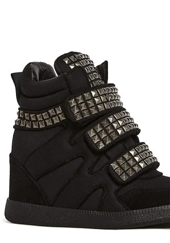 Dolls Kill Ambient Wedge Sneakers with Studs by Darker WAVS – Women’s Suede Platform Sneakers with Hook-and-Loop Straps thumbnail 4