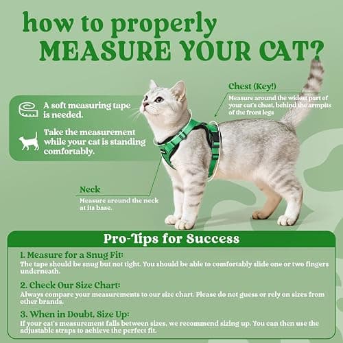 rabbitgoo Cat Harness and Leash for Walking, Escape Proof Soft Adjustable Vest Harnesses for Cats, Easy Control Breathable Reflective Strips Jacket, Grass Green,S thumbnail 2