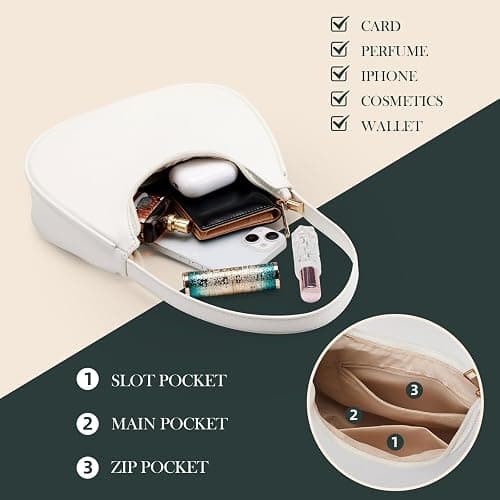 Shoulder Bags for Women Mini Clutch Purse with Zipper Closure,Classic Cute Hobo Tote Handbag thumbnail 6