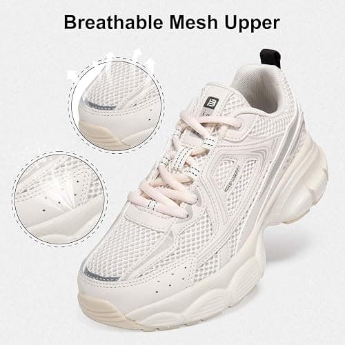 BAASPLOA Women's Chunky Fashion Sneakers Casual Sports Shoes Mesh Breathable Athletic Gym Workout Tennis Shoe Platform Thick Walking Shoes thumbnail 3