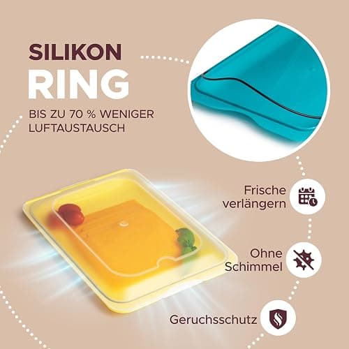 BUNDHEIM® Aufschnittboxen für Kühlschrank 4er Set | Aufschnittbox stapelbar ideal zur Wurst Aufbewahrung Kühlschrank | Frischhaltedosen mit Deckel inkl. Kreidestift und 4 Tafel-Etiketten (polychrom) thumbnail 4
