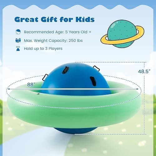 HONEY JOY 8-Foot Inflatable Dome Rocker Bouncer, Giant Roll and Play Seesaw Rocker w/6 Handles, Max Weight 250 Lbs, Blow Up Backyard Toy for Outdoor Game Activities, Gift for Boys Girls Ages 5+(Green) thumbnail 3