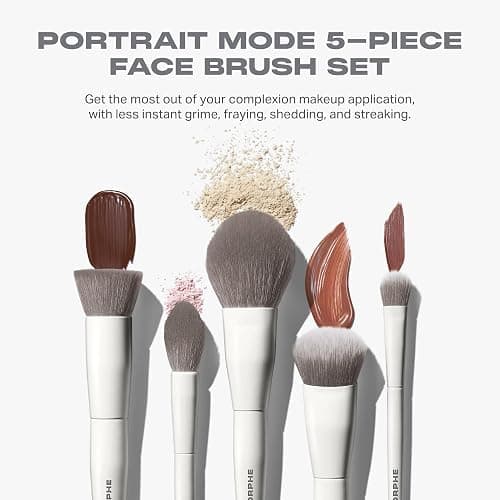 Morphe Portrait Mode 5 Piece Makeup Brush Set - Professional Makeup Brushes for Foundation, Concealer, Powder, Bronzer - Expertly Engineered Face Brush Kit for Smooth, Streak-Free Application (5 ct) thumbnail 8