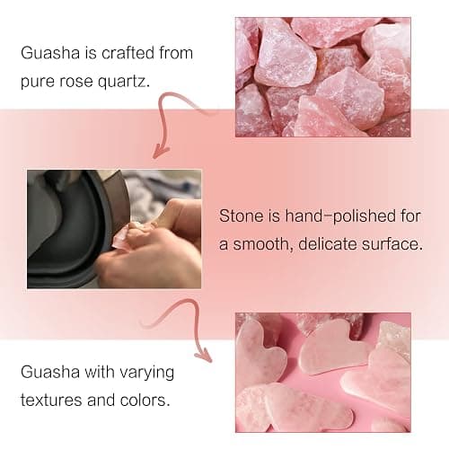 huefull Gua Sha Facial Tools for Face and Body –Spa Gifts for Women, Natural Rose Quartz Guasha Tool for Face, Relieving Tension,Self Care Gift for Women & Men thumbnail 3