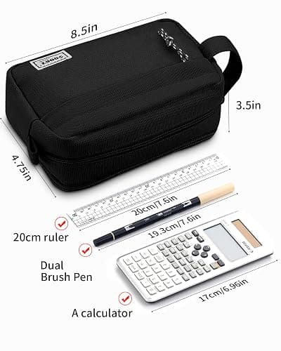 Sooez Big Capacity Pencil Case, Upgraded Canvas Pencil Pouch Large Pencil Bag Organizer, Separate Compartments Easy Grip Handle, Aesthetic Supply for School Teens Adults, Pink Pen Case - Canvas Pink thumbnail 6