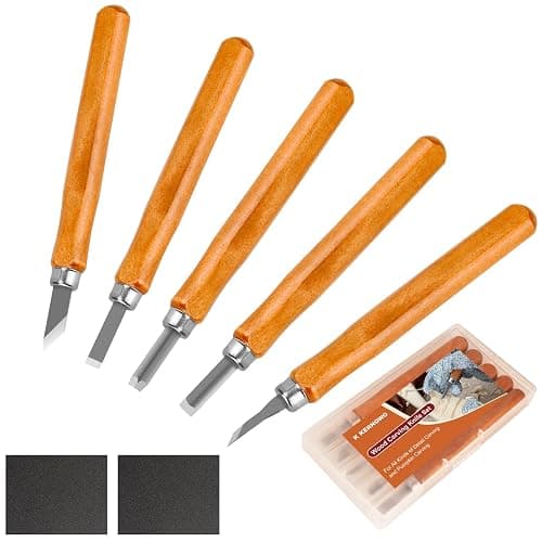 Wood Carving Tools, 7Pcs Wood Carving Knife Kit Carbon Steel, Wood Chisels Set for Pumpkins Soap Sculpture Carving DIY (5 Styles) - Image 1