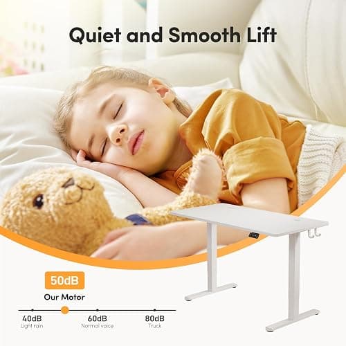 FEZIBO Electric Standing Desk, 55" x 24" Adjustable Height Sit/Stand Desk for Home Office, Ergonomic Workstation Computer Desk, White - 55 inches - White thumbnail 5