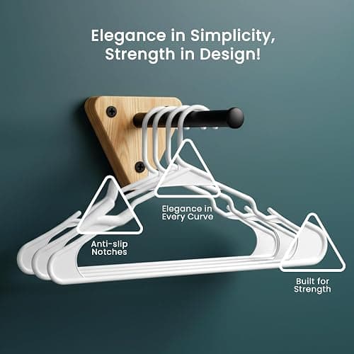 Utopia Home - Plastic Hangers 30 Pack - Space Saving Clothes Hanger - Durable and Strong Closet Organizers and Storage Makes It Ideal Stocking Stuffers or Apartment or Dorm Room Essentials (White) thumbnail 6