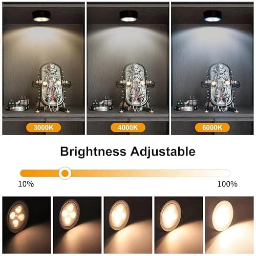 3-Pack Battery Operated Picture Light Magnetic Painting Light with 3 Lighting Modes,Remote and Dimmable Timer Art Display Light for Picture Artworking Frame Portrait,Wireless Wall Decor Puck Lights thumbnail 3