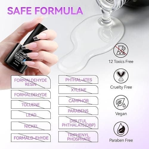 Gelike ec Nagelkleber Für Kunstnägel 6 in 1Clear Extra Stark Nail Glue Für Press On Nail Glue Gel For Nail Tips Nagelkleber Gel Für Fake Nails-Brauchen Ausharten Unter UV Nagellampe 8ML thumbnail 4