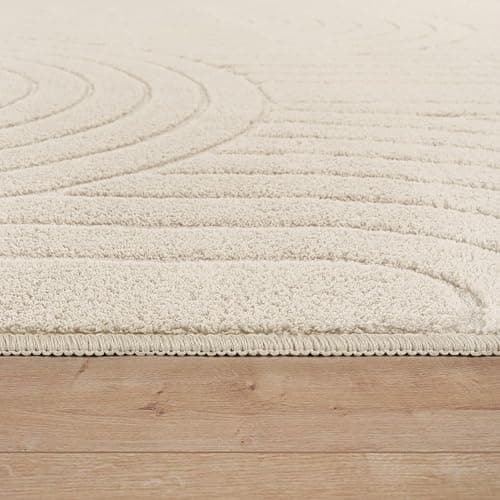 TT Home Wohnzimmer Teppich Schlafzimmer Hochflor Skandinavisch Uni Boho Waschbar, Farbe:Hellbeige Hellcreme, Größe:80x150 cm thumbnail 3