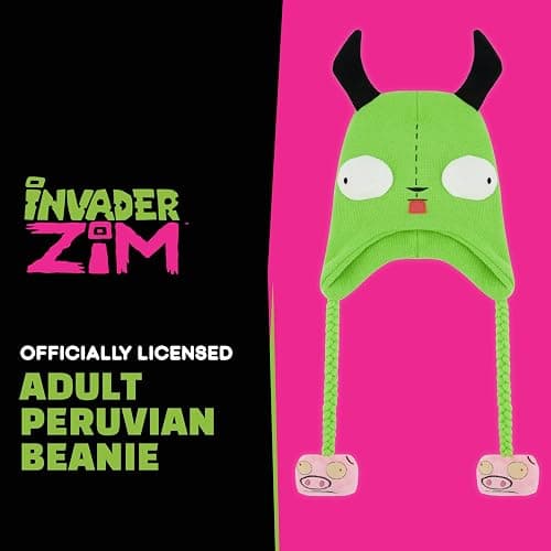 Invader Zim Beanie Hat, Gir Winter Knit Cap with Ears thumbnail 2