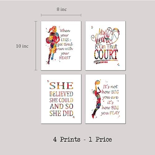 Watercolor Basketball Player Girl Athlete Illustration Art Print Set for Girl's Bedroom Motivation, Playroom Energy Boost, Locker Team Spirit, Young Hoopster Surprises, Aspiring Guard Tokens, Team Leader Honors, Coach Appreciation Gifts, Birthday Slam Dunk Markers - 8x10 Unframed Print Set thumbnail 9