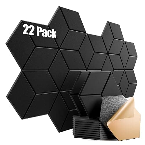 Dailycooper 22 Pack Self-Adhesive Acoustic Panels 12" X 10" X 0.4" - Sound Proof Foam Panels with High Density, Fashionable Y-Lined Design, Flame Resistant, Absorb Noise and Eliminate Echoes(Black) - Image 1