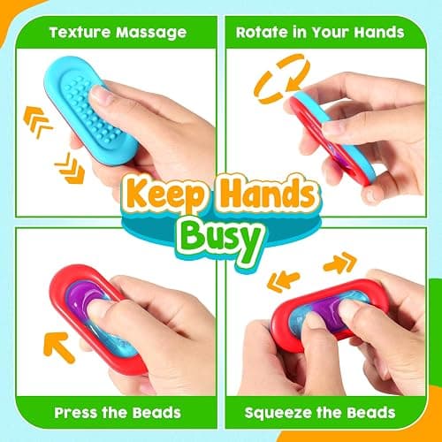 Sensory Marble Fidget Toys for Kids- 6 Pcs Quiet Fidget for Classroom, Gel Filled Autism Sensory Toys ADHD, Silent Stress Fidgets Squishy Worry Stones, Travel Road Trip Activities for Kids Gifts thumbnail 3