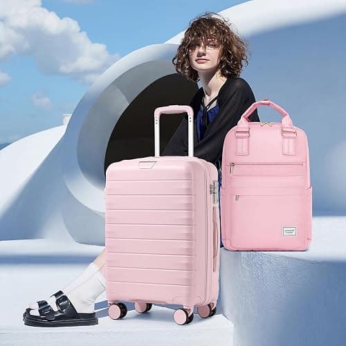 LARVENDER Luggage Sets 3 Piece, Hardside PP Carry On Suitcase with 360° Spinner Wheels TSA Lock Luggage Sets for Women, Orchid Pink thumbnail 2