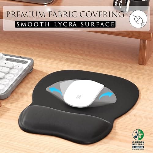 MROCO Ergonomic Mouse Pad with Gel Wrist Rest, Smooth Wrist Support Surface, Non-Slip PU Base for Pain Relief, Comfortable Mousepad for Computer, Laptop, Office & Home, 9.4 x 8.1 in, Black thumbnail 2