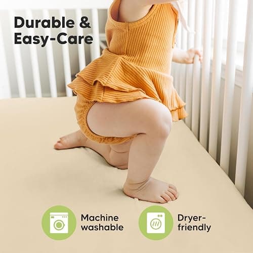 2-Pack Crib Sheets for Boys, Girls - Viscose Derived from Bamboo Fitted Crib Sheet, Baby Crib Sheets Neutral, Crib Mattress Sheet, Toddler Bed Sheets, Baby Sheets for Crib Fitted Sheets(Khaki) - Khaki thumbnail 7